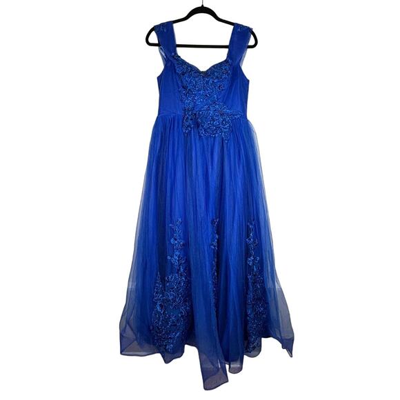 Tulle Blue Dress Lace Bodice and Hem Balletcore Fairycore Off Shoulder NWT - Picture 1 of 3